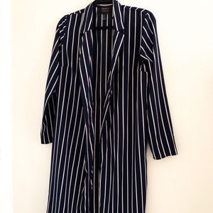 Striped knee length blazer